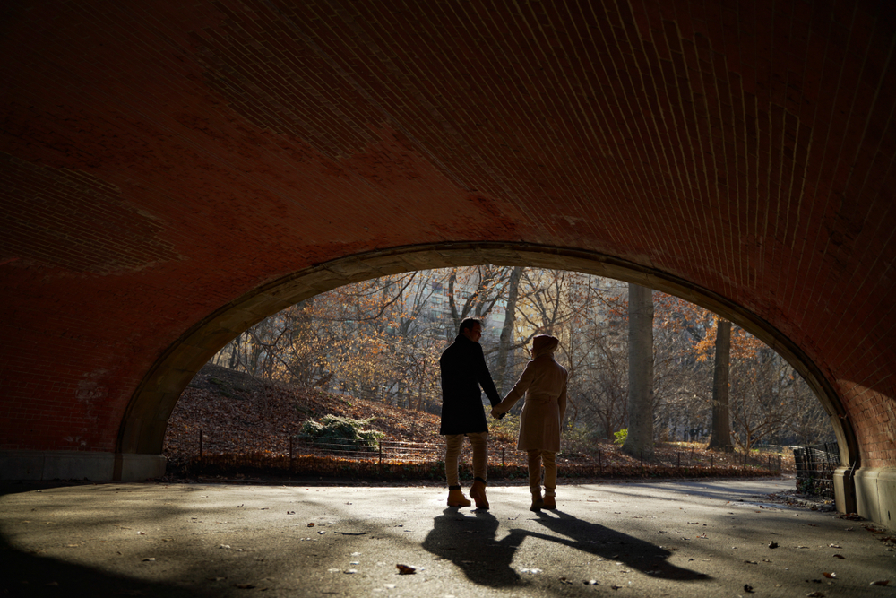Couple in the bottom of New York City Glade arch.